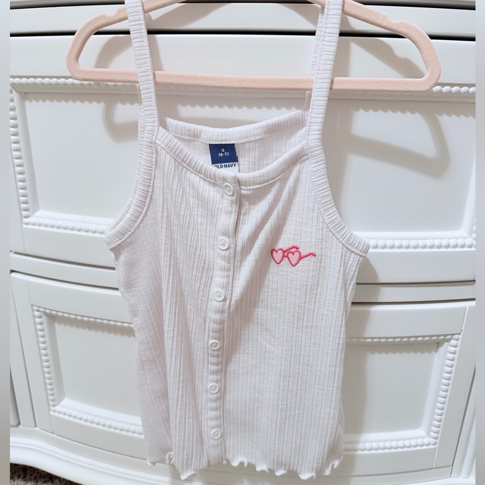Girls Button Up Cami Top 6/7 NWOT